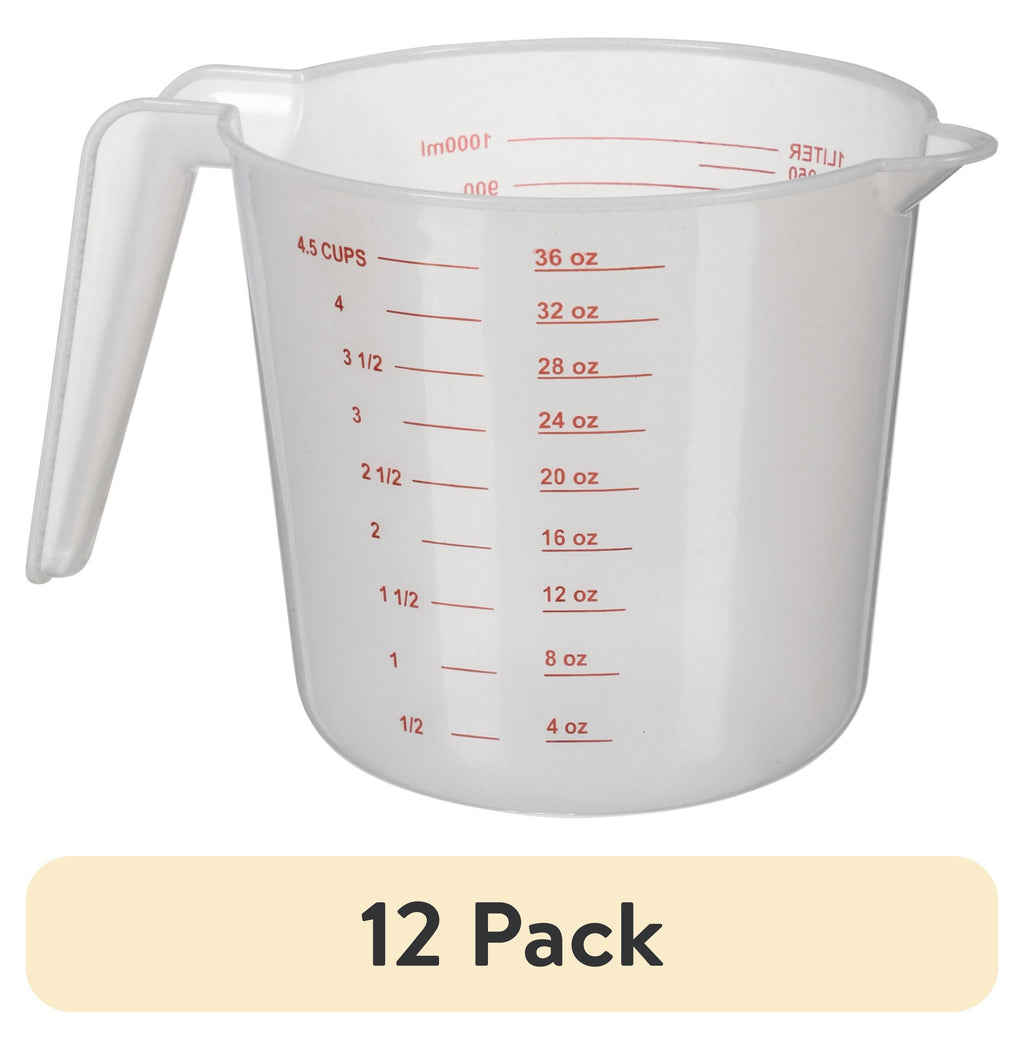(12 pack) Mainstays 4 Cup PP Plastic Measuring Cup, 32 oz, Clear